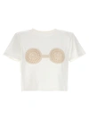 Magda Butrym Cropped Cotton T-shirt With Unique Front Embroidery
