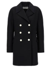 Lanvin Sophisticated Woolen Double-breasted Coat With Peak Lapels
