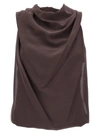 Lanvin Draped Sleeveless Silk Top