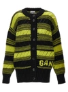 Ganni Logo-intarsia Striped Wool Cardigan