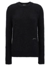 GANNI LOGO EMBROIDERY SWEATER SWEATER, CARDIGANS BLACK