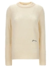 Ganni Womens Egret Logo-embroidered Round-neck Alpaca-blend Jumper