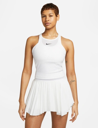 Nike Court Slam Mesh-trimmed Perforated Dri-fit Tank In White