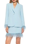 ALEXIA ADMOR VIDA OSTRICH FEATHER CUFF BLAZER