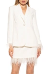 ALEXIA ADMOR VIDA OSTRICH FEATHER CUFF BLAZER