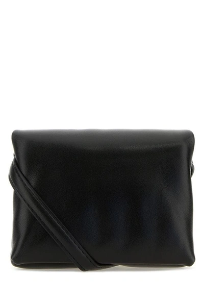 Marni Woman Black Leather Mini Prisma Clutch