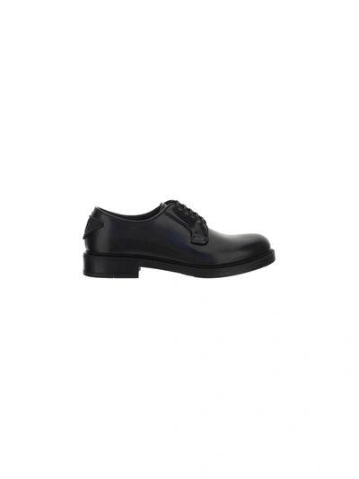 Prada Logo-detailed Leather Oxford Loafers In Black
