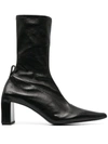 Jil Sander Block Heel Leather Ankle Boots In Black