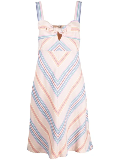 See By Chloé Stripe-pattern Flared Dress In Pink