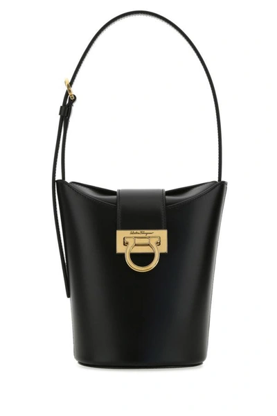Ferragamo Salvatore  Woman Black Leather Bucket Bag