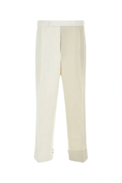 Thom Browne Man Two-tone Linen Trouser In Multicolor