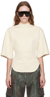 Attico Short Sleeve Crew-neck Sweatshirt With Open Back In 507 Ivory
