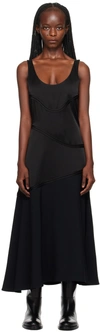 JIL SANDER BLACK PANELED MIDI DRESS