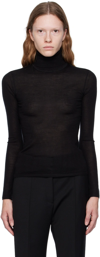 Gabriela Hearst Peppe Ribbed Cashmere And Silk-blend Turtleneck Jumper In Black