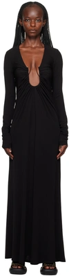 CHRISTOPHER ESBER BLACK ARCED PALM MAXI DRESS