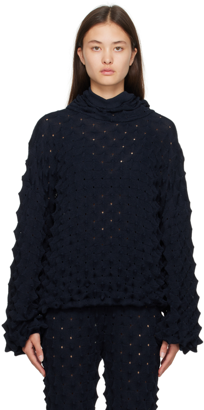 Henrik Vibskov Navy Transparent Spike Hoodie In Navy Spike