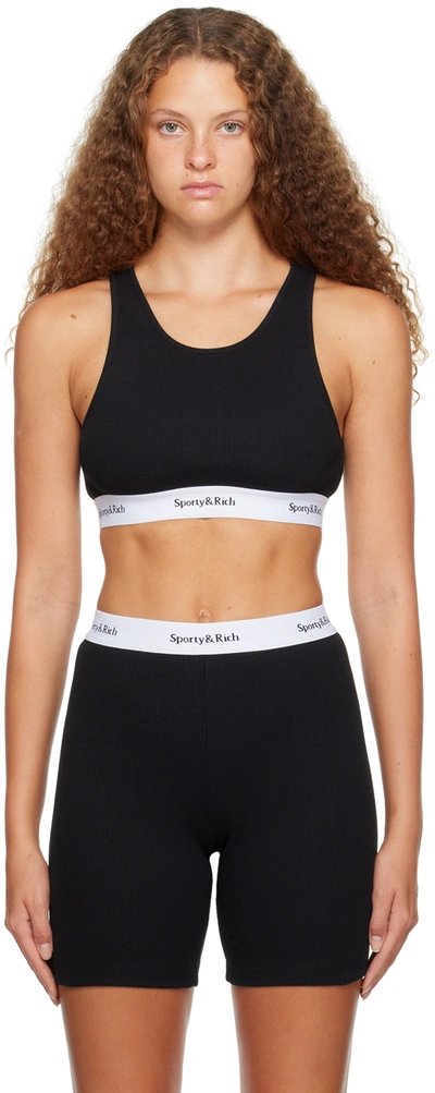 Sporty And Rich Serif Logo Cropped Tank In Black