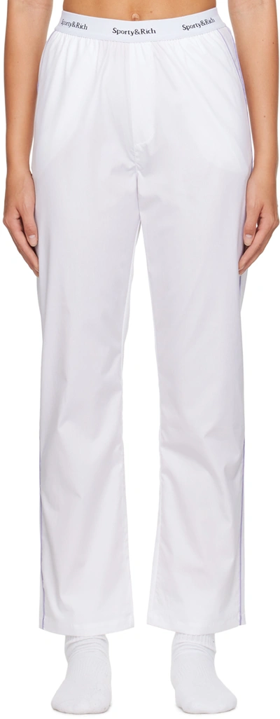 Sporty And Rich Serif Logo Pajama Pants In White