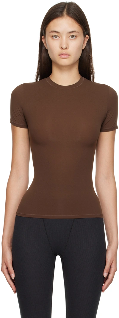 Skims Brown Fits Everybody T-shirt In Cocoa