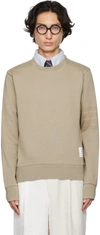 Thom Browne Man Dove Grey Cotton Sweatshirt In 265 Beige