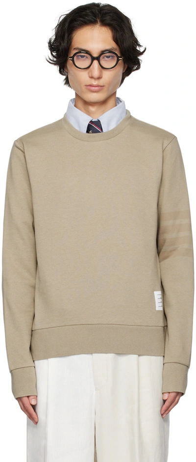 Thom Browne 4-bar Cotton Sweatshirt In Beige