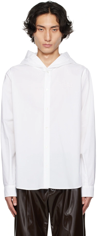 Mm6 Maison Margiela White Hooded Shirt In 100 White