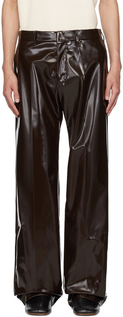 Mm6 Maison Margiela Brown Pleated Trousers In 144 Brown
