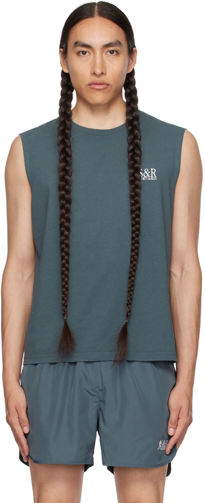 Sporty And Rich Ssense Exclusive Blue Tank Top In Slate
