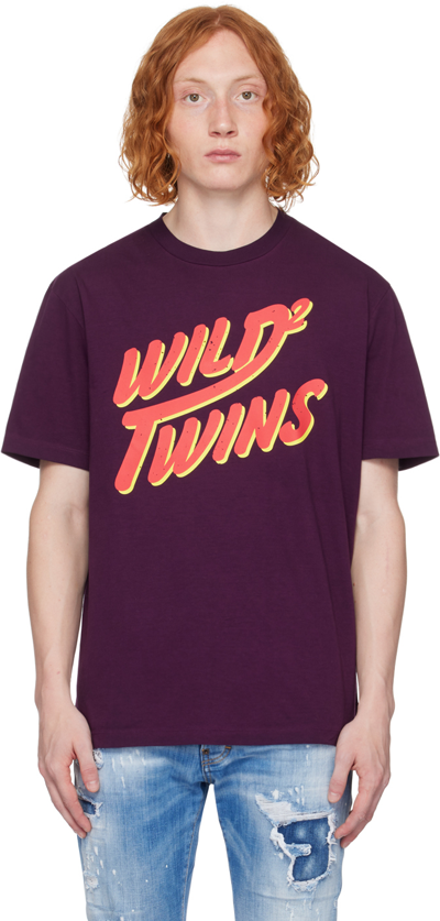 DSQUARED2 PURPLE 'WILD TWINS' T-SHIRT
