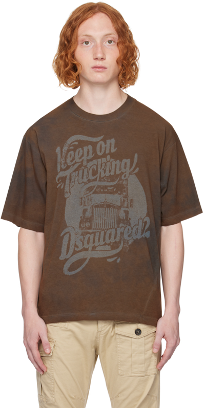 Dsquared2 Brown 'keep On Trucking' T-shirt In 144 Brown