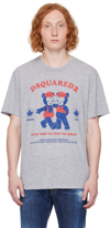 DSQUARED2 GRAY 'CATEN TWINS ALL OVER THE WORLD' T-SHIRT