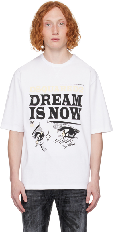Dsquared2 White 'dream Is Now' T-shirt In 100 White