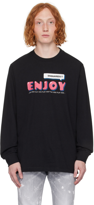 Dsquared2 Black 'enjoy' Skater Long Sleeve T-shirt In 900 Black