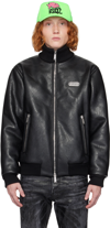 DSQUARED2 BLACK PADDED FAUX-LEATHER BOMBER JACKET