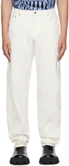 Mugler Embossed Patch Denim Jeans In Ivory 1011