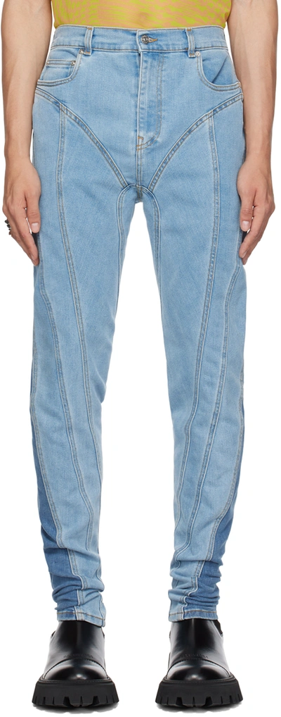 Mugler Blue Spiral Jeans In Light Blue / Light B