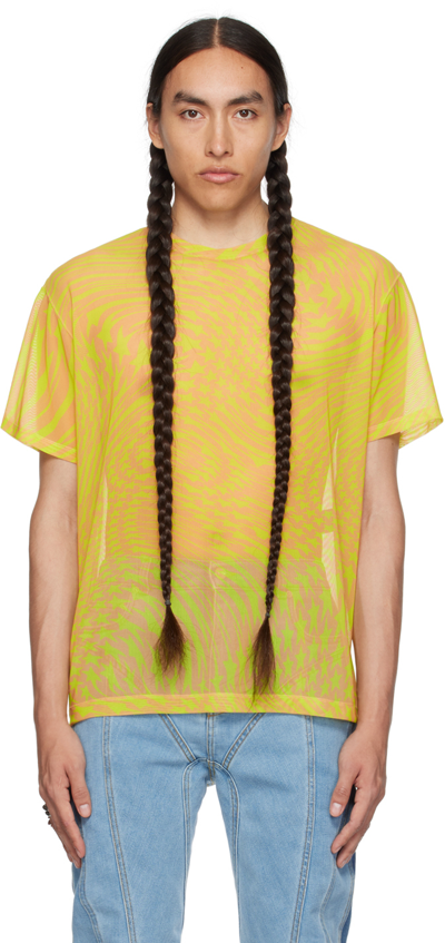 Mugler Pink & Yellow Star T-shirt In Star Powder / Lime M