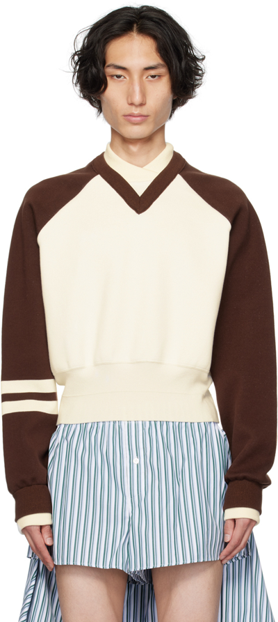 Meryll Rogge Brown & Off-white Layered Sweater In Brown/white