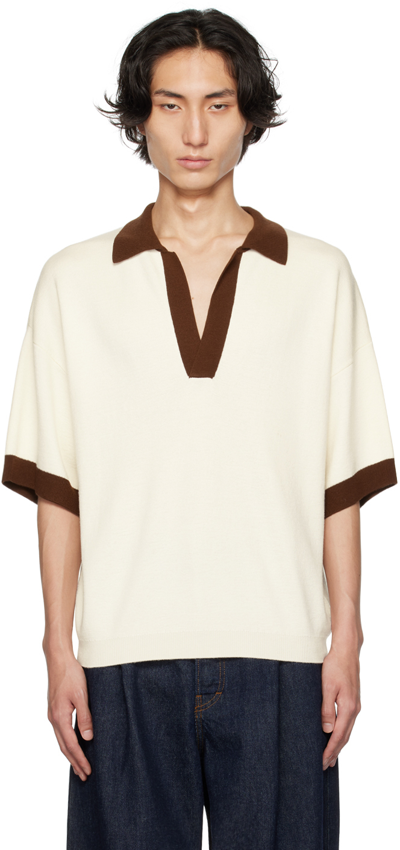 King & Tuckfield White Oversized Polo In Vanilla Ice / Choco