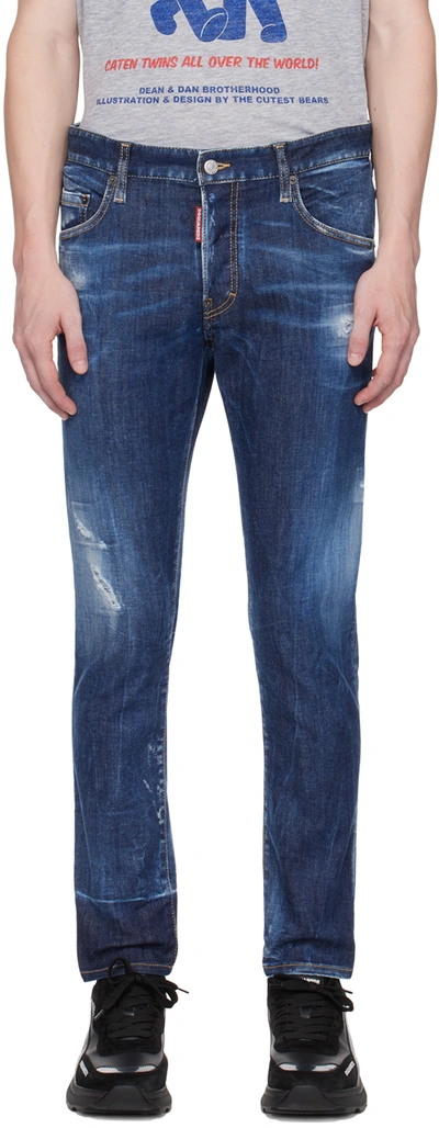 Dsquared2 Indigo Skater Jeans In 470 Navy Blue