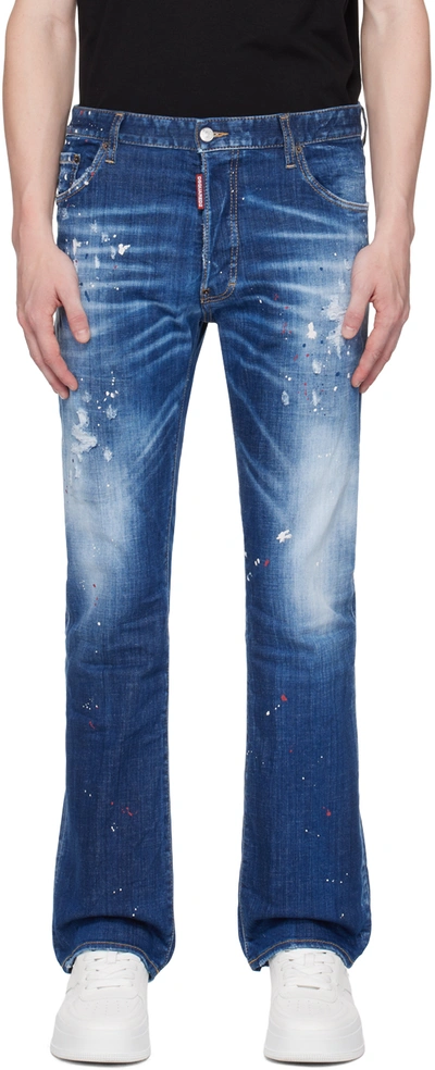Dsquared2 Navy Bootcut Jeans In 470 Navy Blue