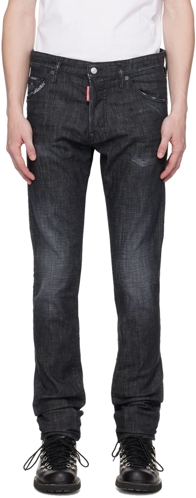 Dsquared2 Distressed Skinny-cut Jeans In Blue