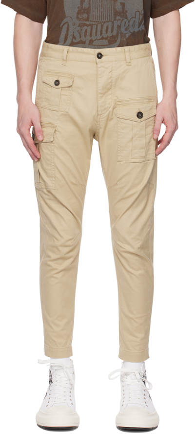 Dsquared2 Sexy Chino Cargo Trousers In Beige