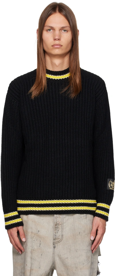 Msgm Black College Patch Sweater