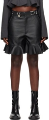 Jw Anderson Padlock-strap Ruffled Leather Shorts In 999 Black