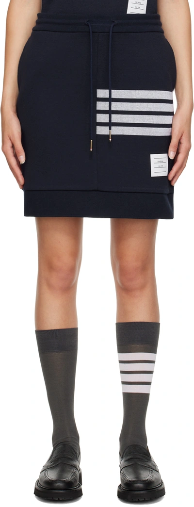 Thom Browne Blue Sack Skirt With Drawstring And Striped Motif In Cotton Woman