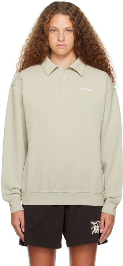 Sporty And Rich Ssense Exclusive Green Long Sleeve Polo In Sea Moss