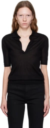 Gabriela Hearst Frank Cashmere & Silk Knit Polo Sweater In Black