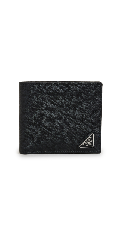 Pre-owned Prada Black Saffiano Billfold Wallet