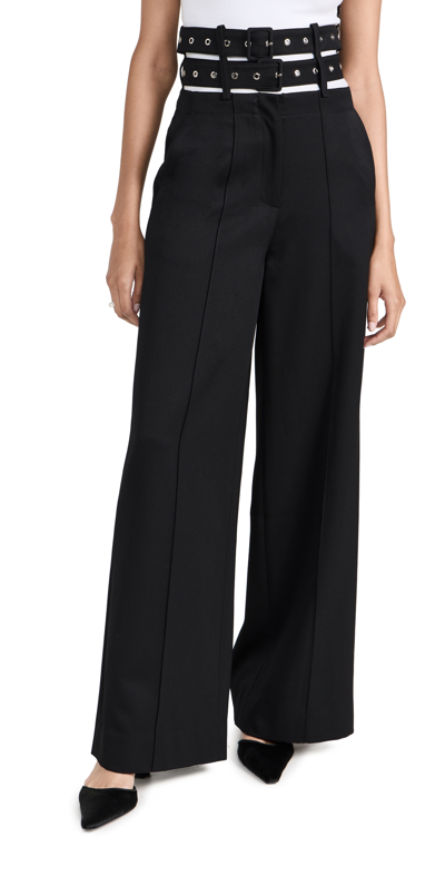 Rokh Double Belt Detailed Trousers In Black